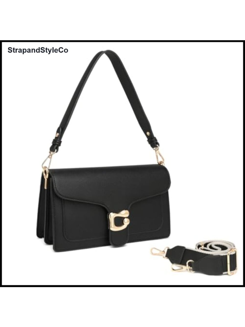Vegan Leather Crossbody Purse Satchel with 2 Detachable Straps